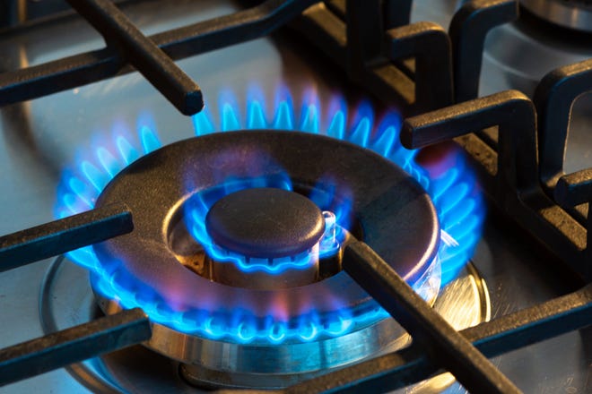 Gas burners on a stove.