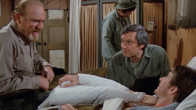 Hawkeye Pierce (Alan Alda) and B.J. Hunnicutt (Mike Farrell) wisecrack their way through the horrors of the Korean War in the long-running CBS sit-com that took home 14 Emmys.