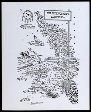 Who was James Beckworth? The black pioneer with a lasting legacy 2 Trailblazer James P. Beckwourth received a U.S. postage stamp in 1994. At right, a mid-century map of northeastern California shows the pass, town, and mountain that bears his name.