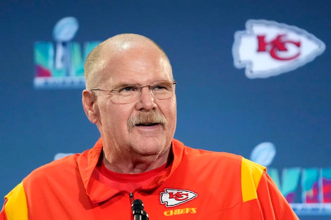 Andy Reid is coaching in his fourth Super Bowl, three with the Chiefs and one with the Eagles.