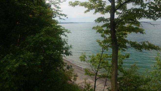 View of Lake Ontario and beach at Sterling Nature Center, Cayuga County.