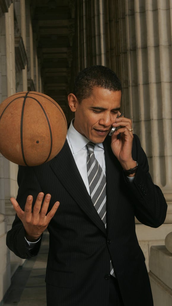 Barack Obama with a basketball