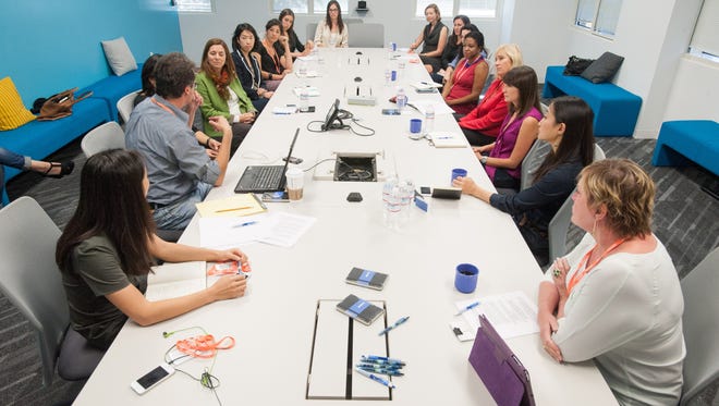 The Women in Technology Roundtable discussion focused on venture capitalists and featured about 15 women in the industry at Facebook headquarters in Menlo Park, Calif.