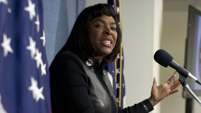 Rep. Terri Sewell, D-Ala., speaks at a news conference in Washington on Tuesday where plans were announced to seek the Congressional Gold Medal for the four girls killed in a 1963 Alabama church bombing.