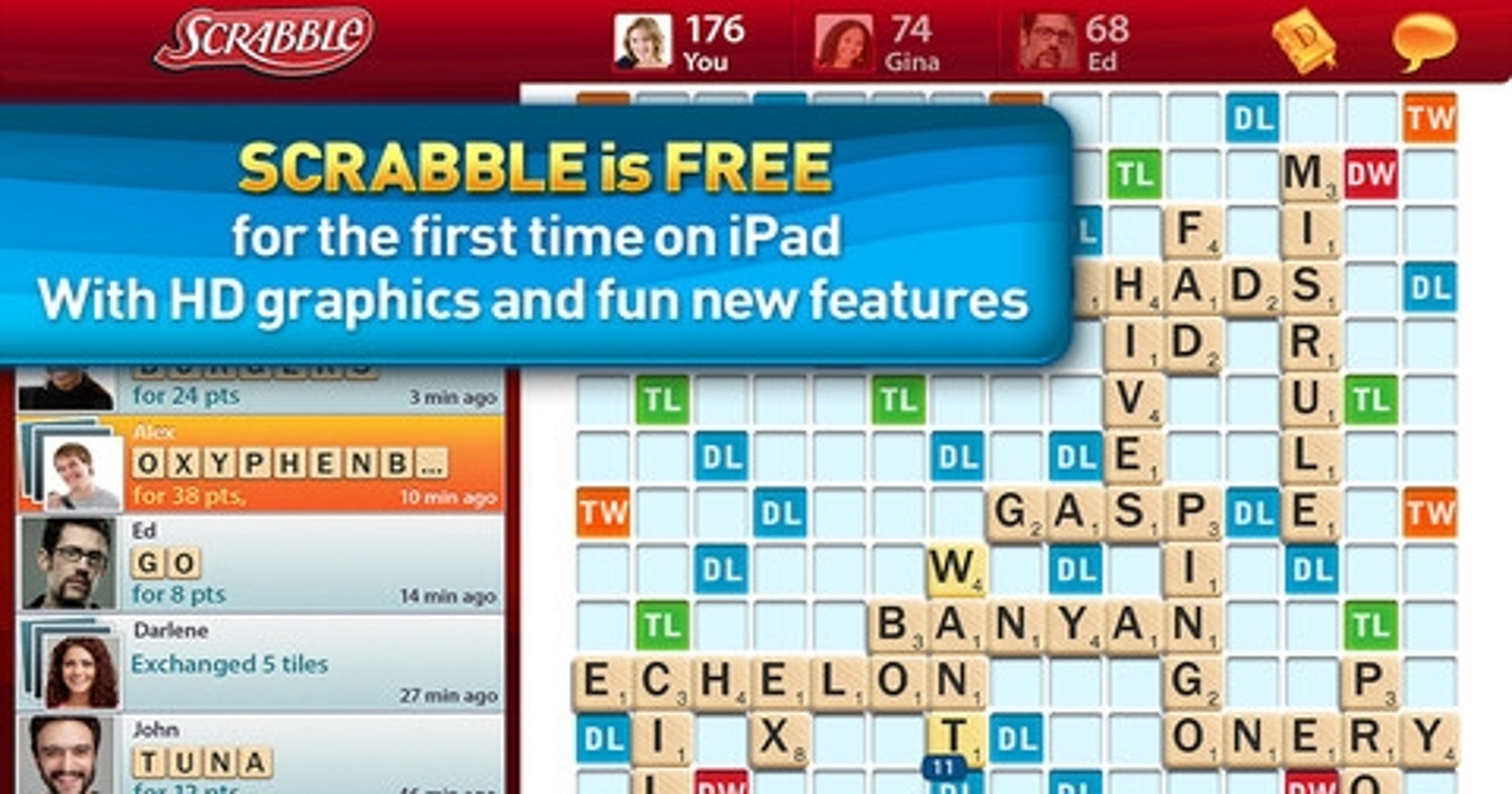 'Scrabble HD' for iPad free and fun, but flawed