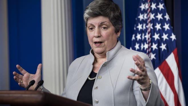 Homeland Security Secretary Janet Napolitano speaks at the White House on Monday.