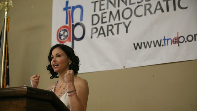 Actress Ashley Judd speaks at a Tennessee Democratic Party breakfast in Charlotte, N.C. on Sept. 4.