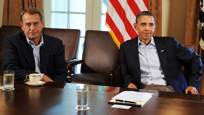 President Obama meets with House Speaker John Boehner, R-Ohio, during a meeting at the White House on July 23, 2011, as the two sides sparred over raising the debt ceiling.