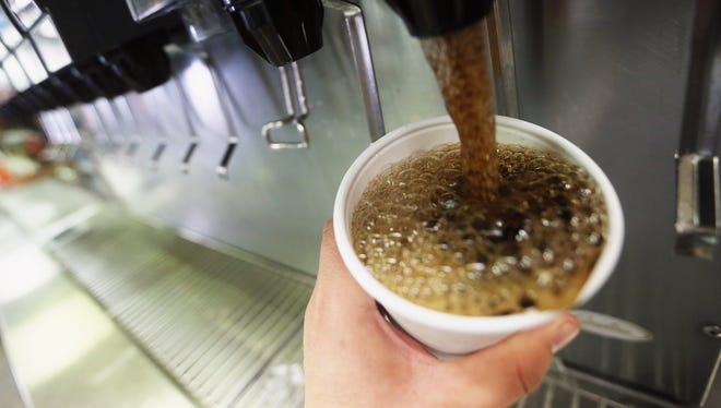 A 32-ounce soda is filled at a Manhattan McDonalds in New York City.