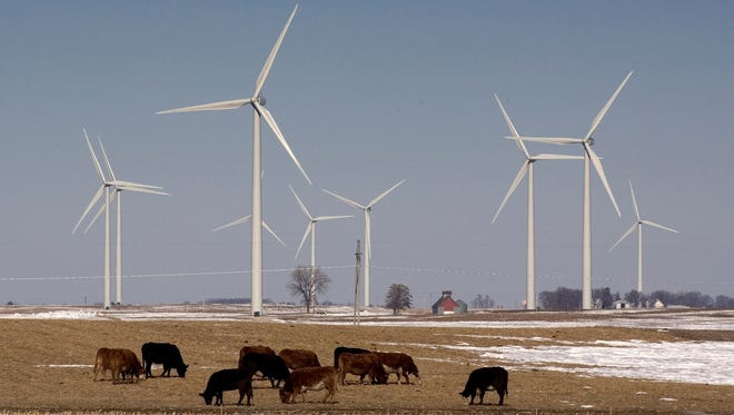 These wind generators, photographed Jan. 5, 2009, are part of the 123-megawatt MidAmerican Energy project near Pomeroy, Iowa.