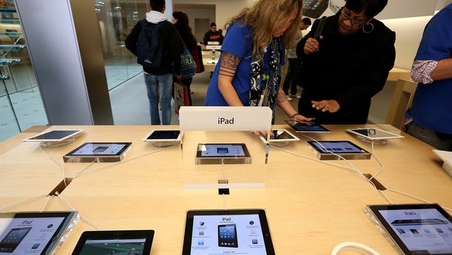 Apple iPads on display February 5, 2013 in San Francisco, California.
