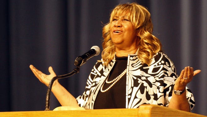Aretha Franklin, shown in a November 2012 memorial service in Detroit.