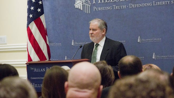 Larry Arnn, president of Hillsdale College, speaks in Washington on Dec. 2, 2011 at The Allan P. Kirby, Jr. Center for Constitutional Studies and Citizenship.
