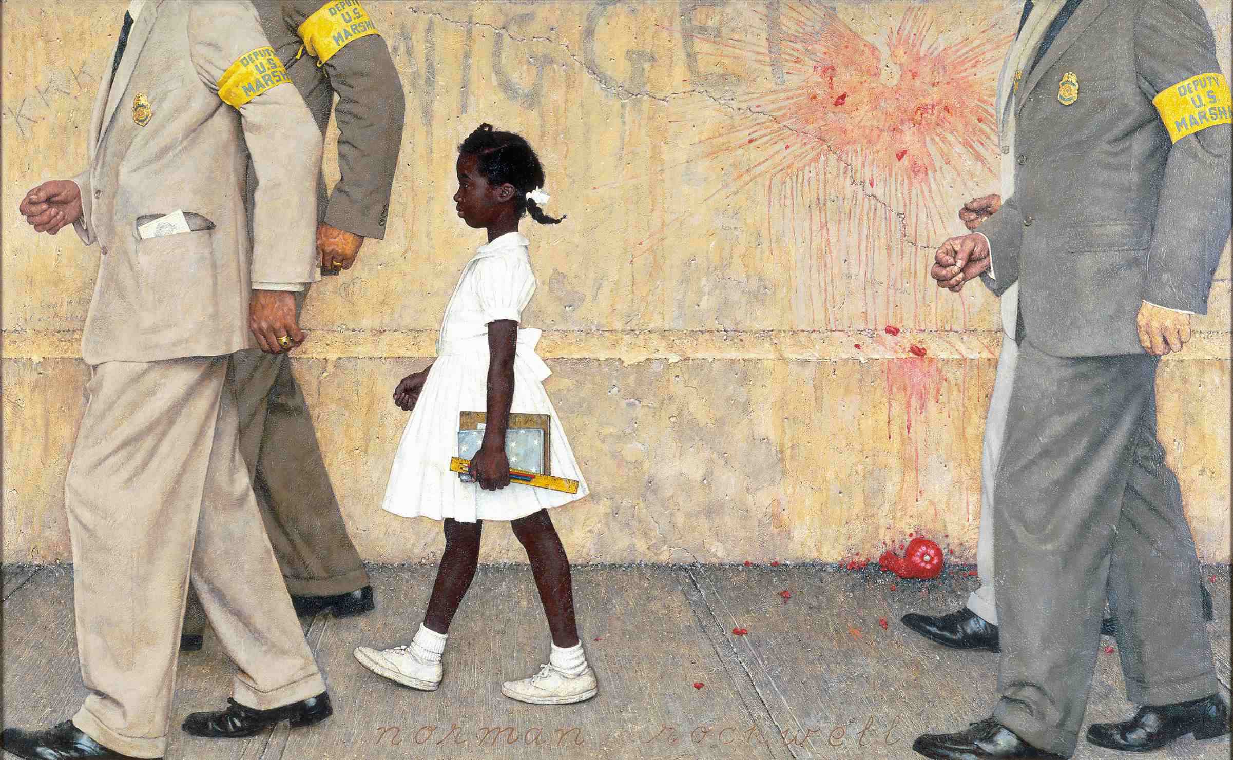 Norman Rockwell depicted Ruby Bridges' history-changing walk in his painting "The Problem We All Live With."