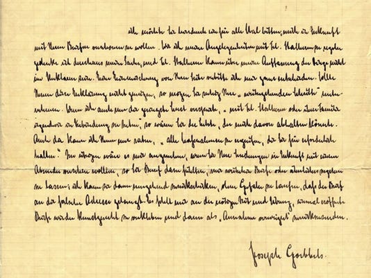 Auction of Goebbels' letters troubles Holocaust groups