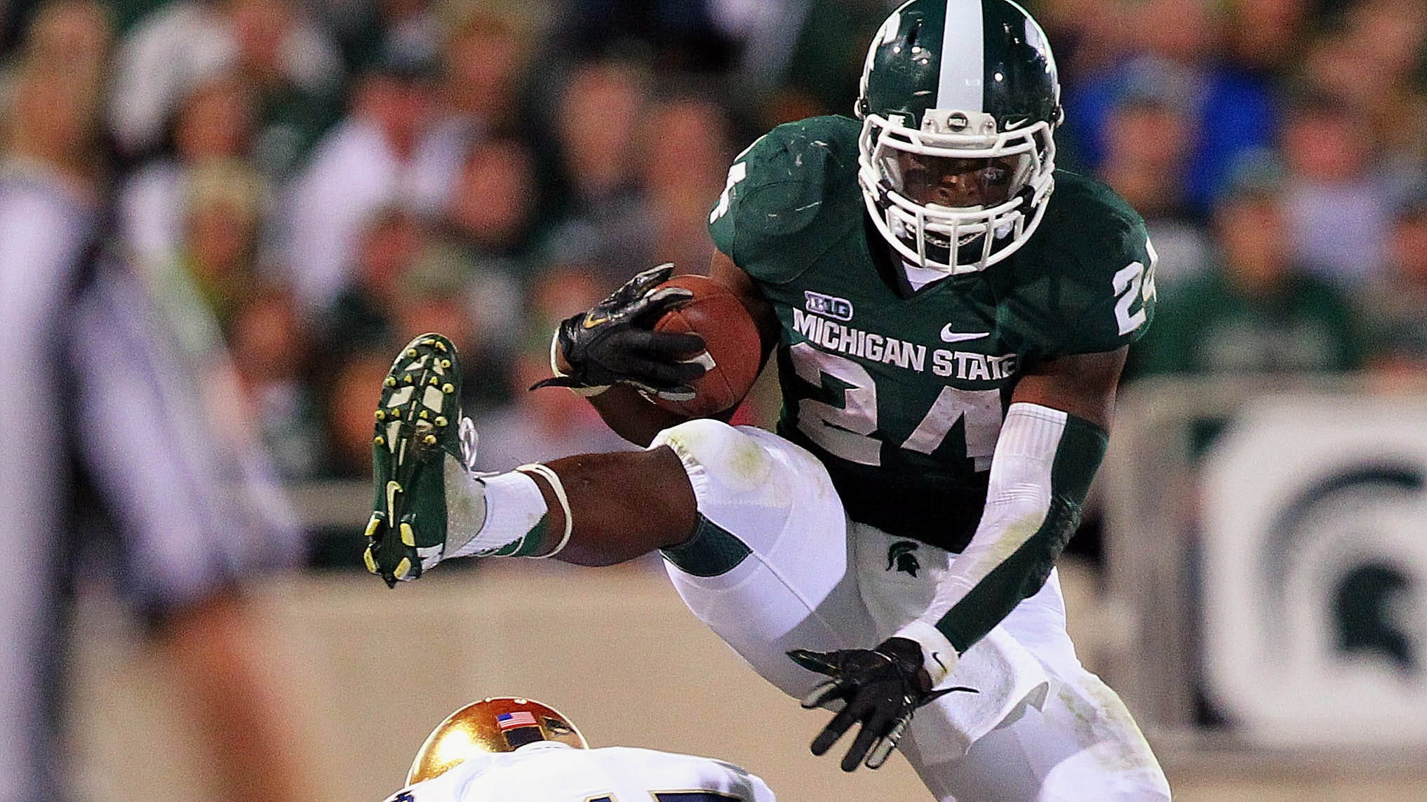 Michigan State's Le'Veon Bell slipped 