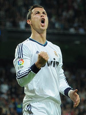 Cristiano Ronaldo celebrates one of his three goal's in Real Madrid's 5-1 win.
