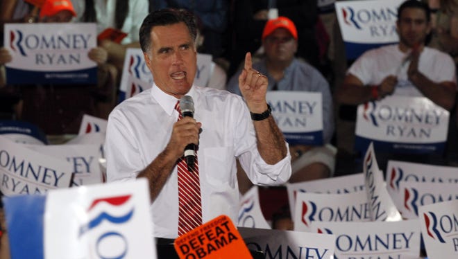 Mitt Romney speaks at a campaign rally in Fishersville, Va., on Thursday.