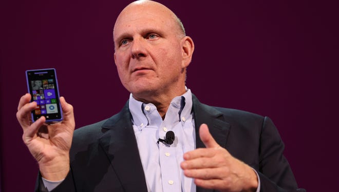 Microsoft CEO Steve Ballmer introduces Windows Phone 8 at an event in San Francisco on Monday.