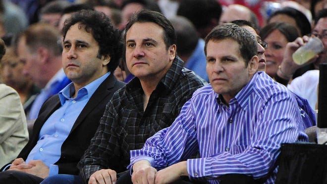 Sacramento Kings owners George Maloof (left), Gavin Maloof (center), and Joe Maloof (right) hope to keep ownership of the team.