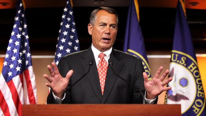 House Speaker John Boehner speaks at a Capitol Hill news conference on Thursday.