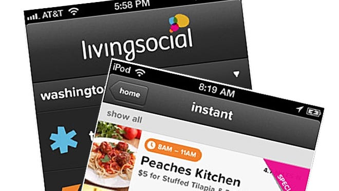 Screen grabs of the LivingSocial app for the iPhone.