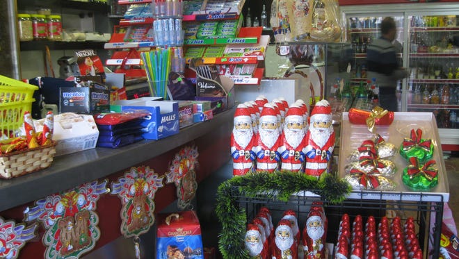 Though Christmas decorations are very limited in the Holy Land, shops in Bethlehem stock up on Christmas products, which are popular with the town's Christians and Muslims.