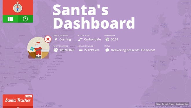 A screenshot of the Google Santa Tracker website.