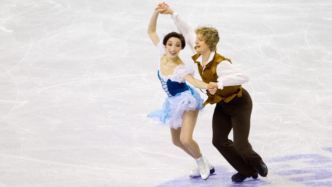 Meryl Davis and Charlie White compete during the senior short dance program of the U.S. Figure Skating Nationals at the CenturyLink Center in Omaha on Friday.