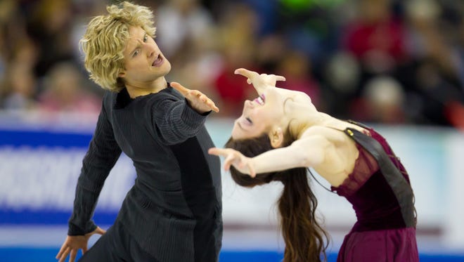 Meryl Davis and Charlie White compete during the senior pairs free dance of the U.S. Figure Skating Nationals at the CenturyLink Center in Omaha on Saturday.