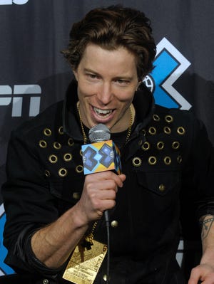 Shaun White (USA) at the press conference after winning the men's snowboard superpipe during the Winter X Games.