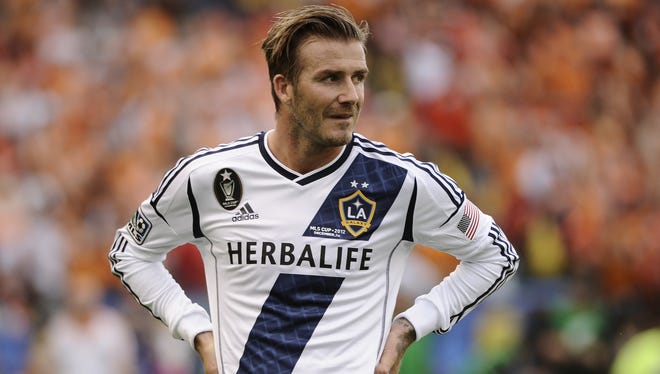 David Beckham during his final MLS match, the Galaxy's win over Houston in the MLS Cup final.
