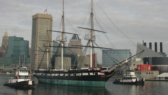 The USS Constellation, the last all-sail warship built by the U.s. Navy and the only Civil War era vessel still afloat marked her 150th Anniversary with an historic voyage from Pier 1 of the Baltimore Inner Harbor to the U.S. Naval Academy in Annapolis.