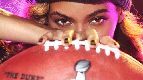 Beyonce gets ready to play.