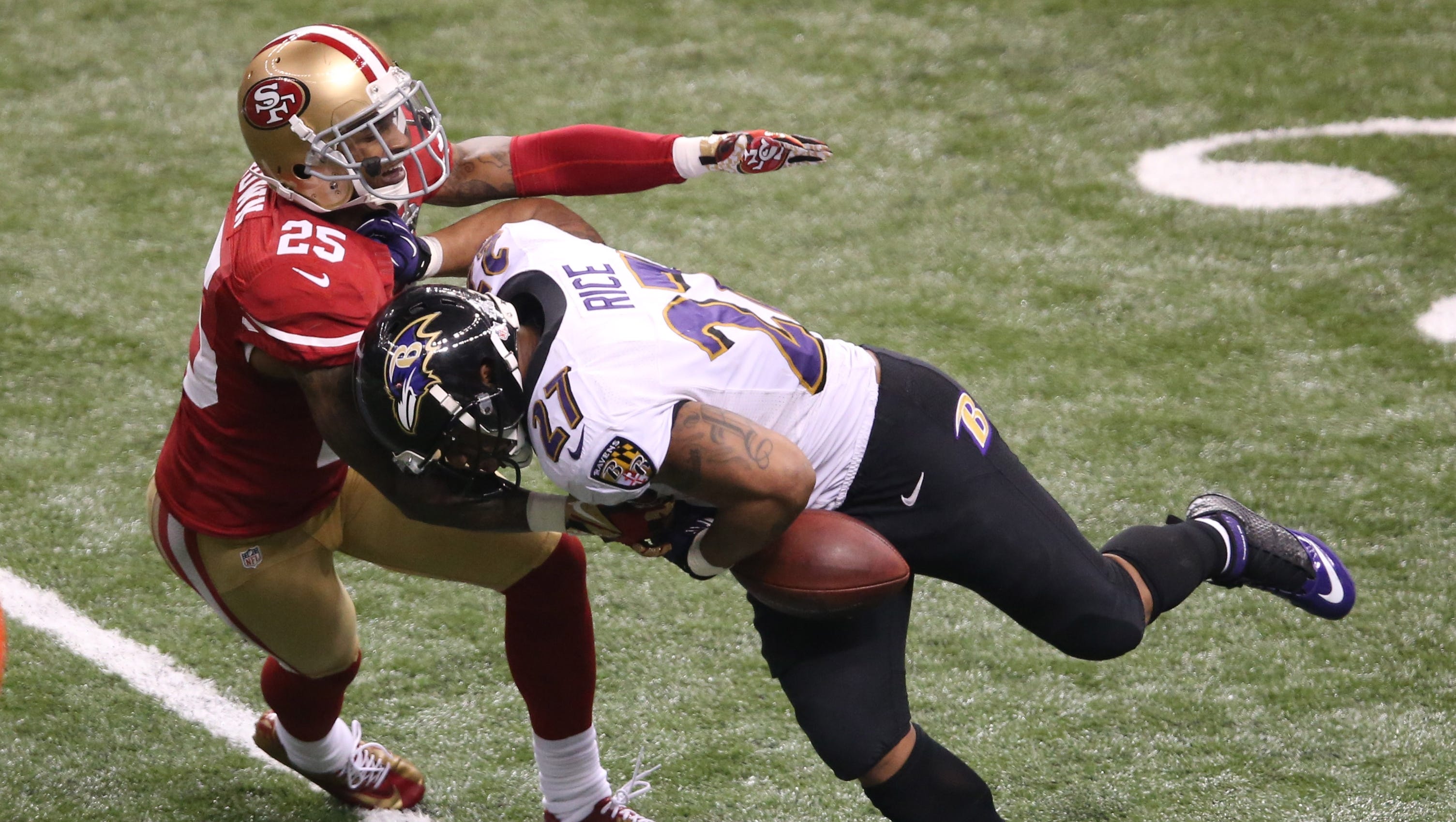 Ray Rice coughs up huge fumble but ends up champion