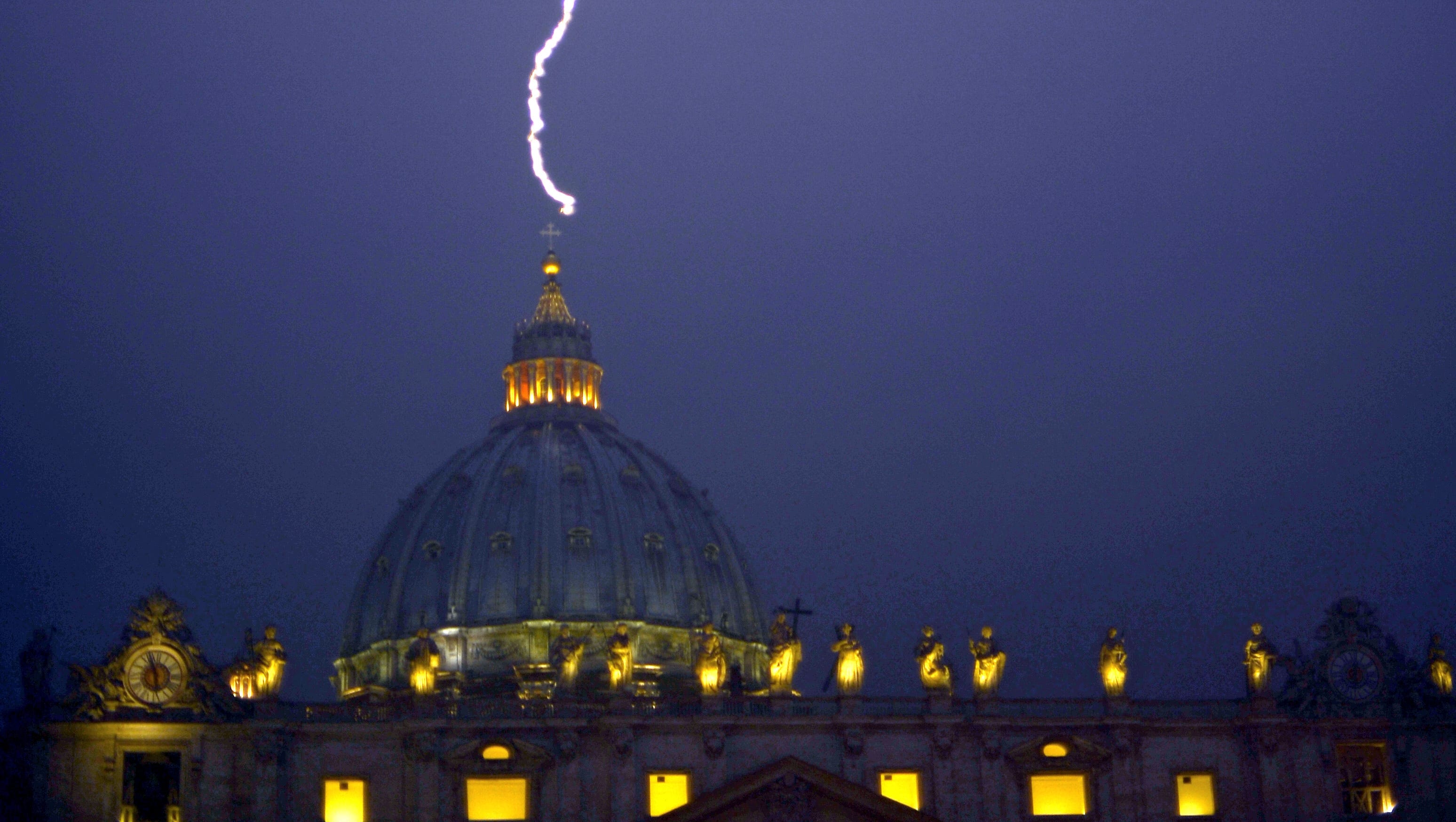 Lightning strikes the Vatican literally