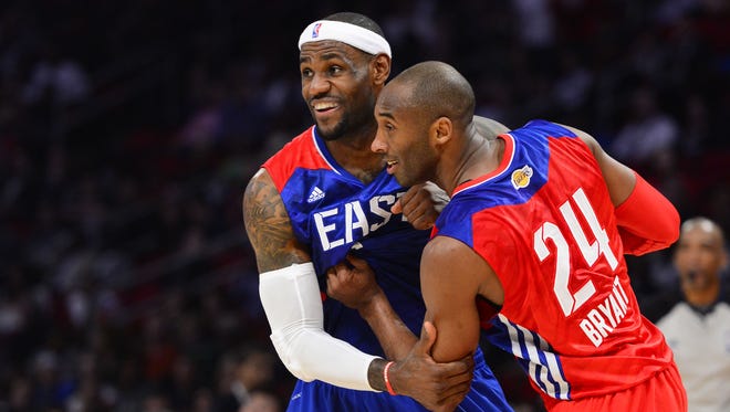 Kobe Bryant (24) of the Los Angeles Lakers and LeBron James (6) of the Miami Heat were named NBA players of the week.