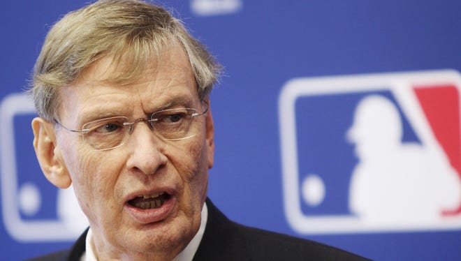 MLB commissioner Bud Selig, here talking at a press conference in 2012, said Saturday that he endorses the need for stiffer performance-enhancing drug penalties.