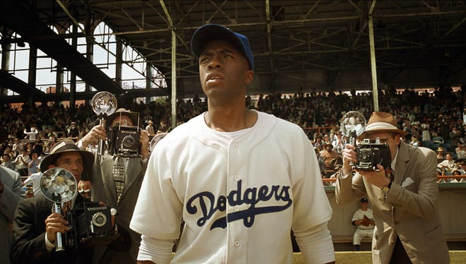 '42,' starring Chadwick Boseman as Jackie Robinson, was No. 1 at the box office this weekend.