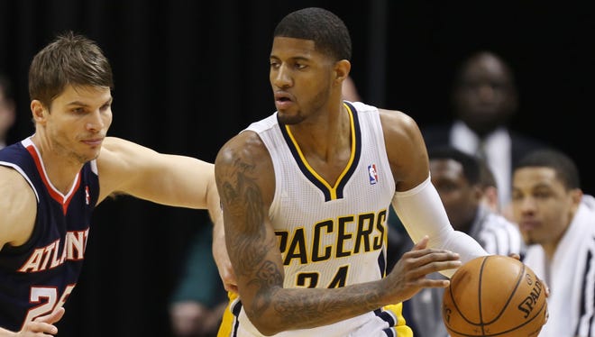 Indiana Pacers forward Paul George (24) was named the NBA's Most Improved Player.