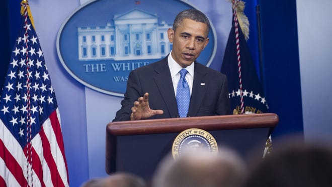 President Obama holds a press conference at the White House on Tuesday.