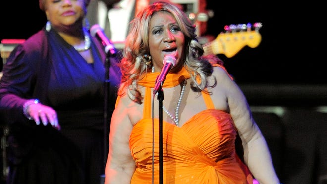 Aretha Franklin performs at the NOKIA Theatre L.A. LIVE, in Los Angeles.