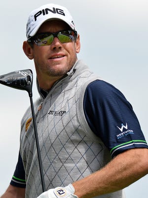 English golfer Lee Westwood watches his drive on the 4th tee during the third round of the PGA Championship at Wentworth Golf Club in Surrey, England, on Saturday.