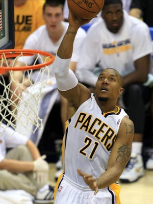 Pacers forward David West takes a shot during Game 4 of the Eastern Conference finals vs. the Heat.