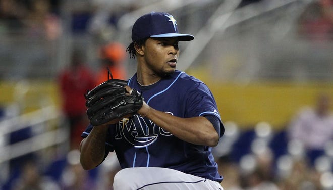 Rays pitcher Alex Colome earned his first major-league win Thursday night.