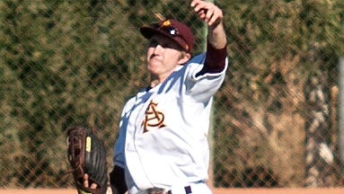 Cory Hahn throws the ball during the 2011 ASU baseball alumni game.
