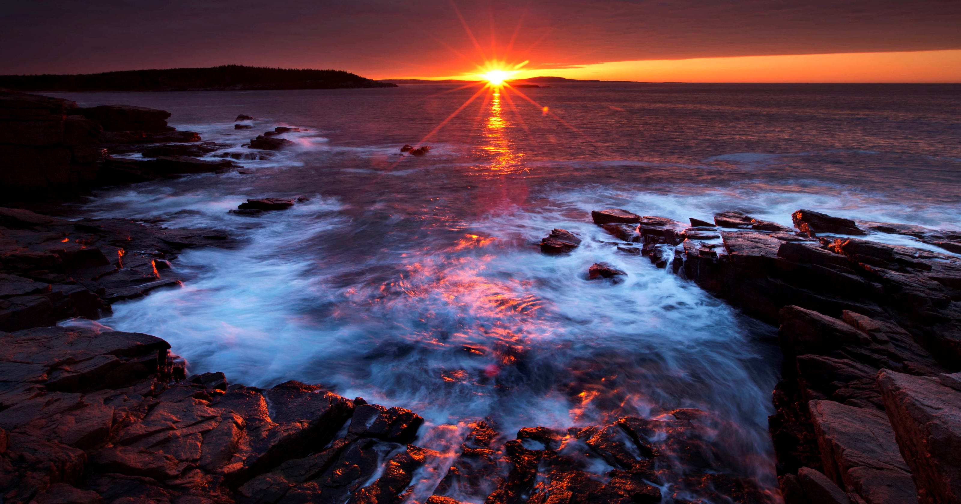 Acadia National Park First Sight Of The Sunrise In The Usa