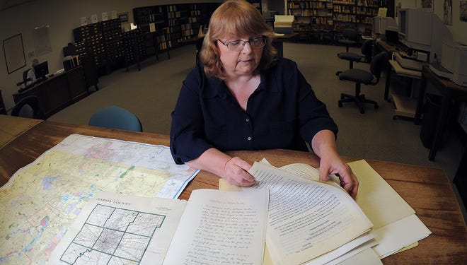 Indiana archivist Vicki Casteel has a background in early Indianapolis history. She has maps and biographical accounts of George Pogue, one of Indianapolis' co-founders, that she used to try to trace what happened to him. State archivists wonder whether the human remains found in an Indianapolis park in May could belong to Pogue.