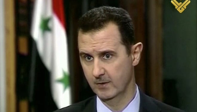 President Bashar Assad during an interview broadcast on Al-Manar Television on May 30.