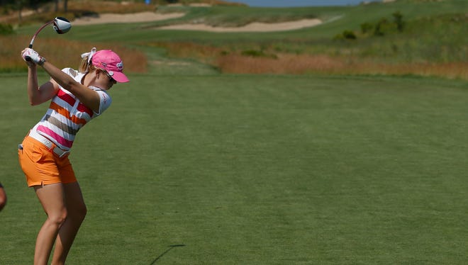 Paula Creamer plays a practice round before the start of the 2013 U.S. Women's Open at Sebonack Golf Club.
